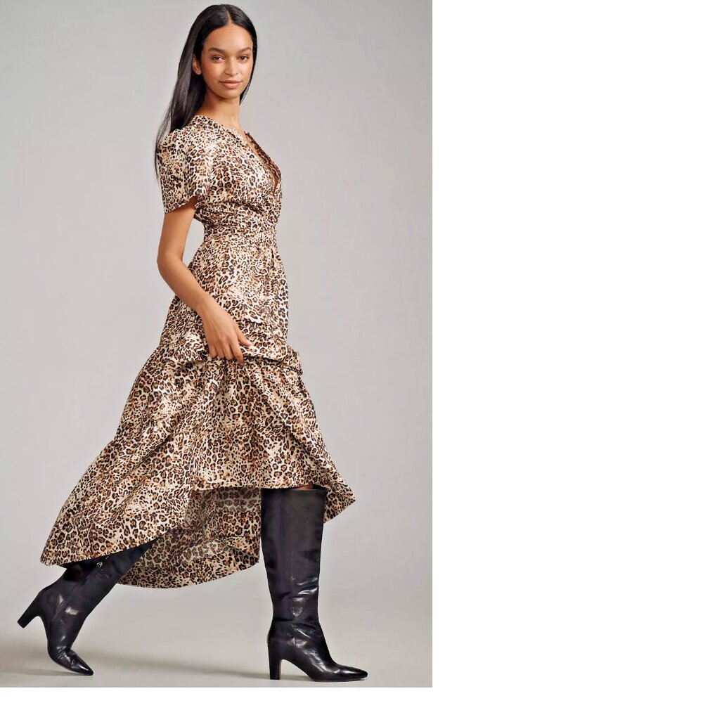 Anthropologie Animal Print Maxi Dress